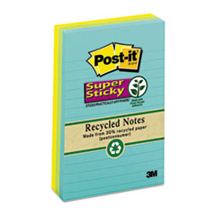 Super Sticky Pads,Lined,90 Sheets/PD,4"x6",3/PK,Assorted