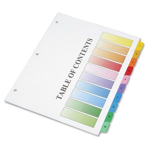 Tab Binder Index Sheets, Letter, 1-10, Assorted