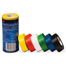 Color-Coding Pack, Vinyl Tape, .94"x21.87Yds, 6/PK, MI