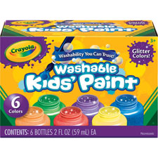 Washable Kids Paint, 2oz., 6/ST, Glitter/Ast