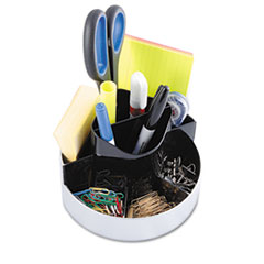 Rotating Desktop Organizer, 6"x6"x4-3/8", Black/Silver