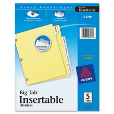 Big Tab Insert Dividers,Single-Sided,11"x8-1/2",8-Tab,Multi