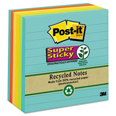 Super Sticky Pads, 90 Sheets/PD, 4"x4", 6/PK,Assorted