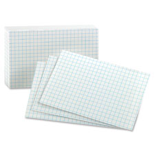 Index Card, 8 Point, Grid, 3"x5", 100-Pack, White