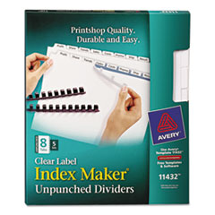 Index Maker, Laser, Unpunched, 8-Tab,5-Set/PK,11"x8-1/2",WE