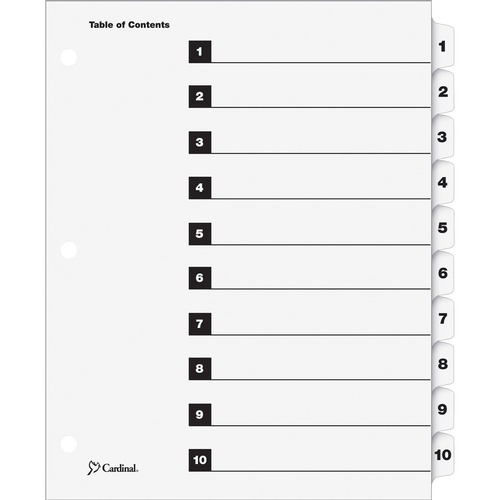 One Step Index System, Numbered 1-10, 10 Tabs, Clear