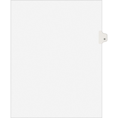 Legal Divider W/Letter "H", Side Tab, 11"x8-1/2", 25/PK