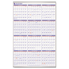Yearly Wall Calendar, 12 Mths Jan-Dec, 24"x36", BE/RD Ink