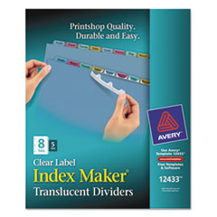 Index Label Dividers, Plastic, 8-Tab, 3HP Punched, Multi