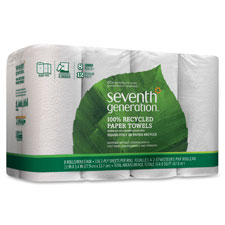 Rec Paper Towel, 2-Ply, 156 Sheets, 8/PK, White