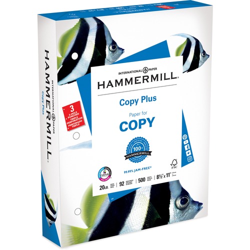 Copy Plus Paper,3HP,92 GE,20Lb,8-1/2"x11",500/RM,White