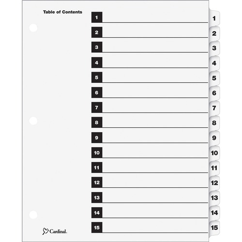 One Step Index System, Numbered 1-15, 15 Tabs, Clear