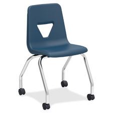 Lorell  Mobile Chairs, 4-Leg Base, 18-1/2"x21"x30", 2/CT, Navy