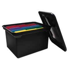 File Tote w/Lid, 14"x18"x10-3/4", Black