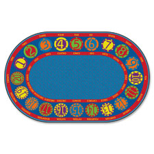 Number Cirlcle Rug, Bilingual, 6'x8'4, Multi