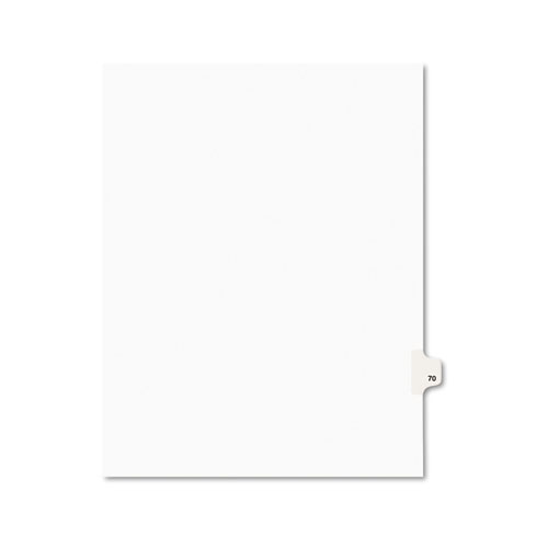 Numeric Divider, "70", Side Tab, 11"x8-1/2", 25/PK, White