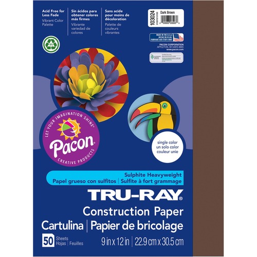 Construction Paper, 76lb., 9"x12", 50/PK, Dark Brown