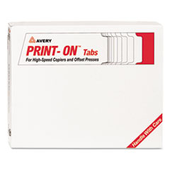 Print-On Tabs, 3-HP, Single Reverse Collated, 30 ST/PK,White