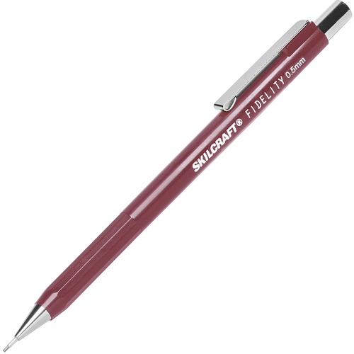 Mechanical Pencil, .5mm, Fine Point, 12/Box, Burgundy Barrel