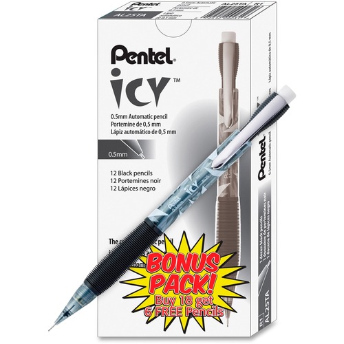 Automatic Pencils, .5mm, Refillable, 24/PK, Smoke