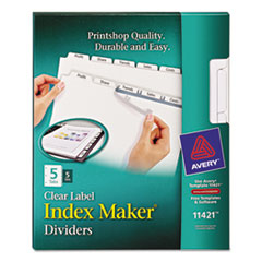 Label Dividers, Punched, 5-Tab, 5 ST/PK, 11"x8-1/2", WE