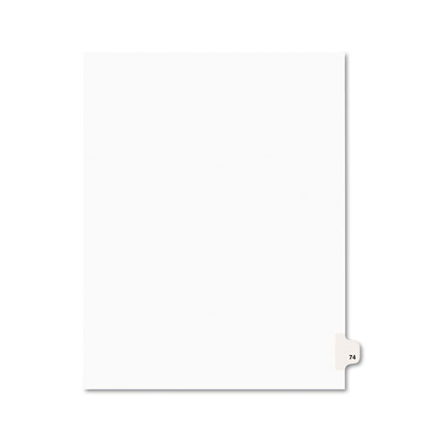 Numeric Divider, "74", Side Tab, 11"x8-1/2", 25/PK, White