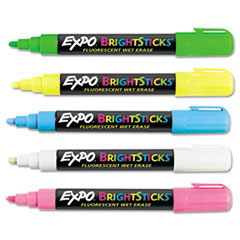 Fluorescent Markers, 5Color Set, Bullet Tip, PK/BE/WE/YW/GN