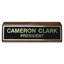 SIGN, DSK, BRASS, 2X8, WD BASE