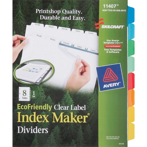 Index Divider Makers,8 Tab,Single Set,8-1/2"x11",10/ST, Ast