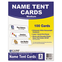 Name Tents w/Holders, Inkjet/Laser, 8-1/2"x11", 50/BX, White
